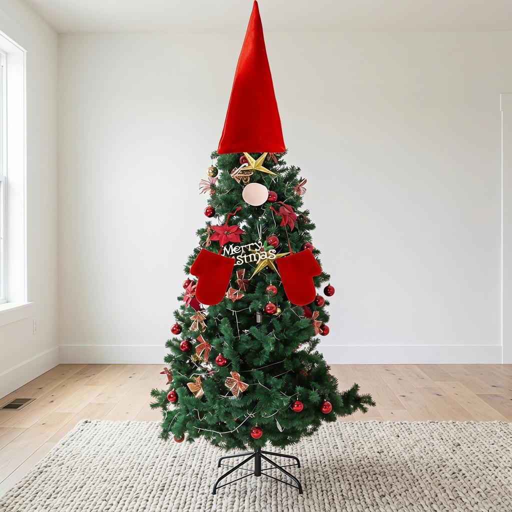 Christmas Tree Topper Star with Hat Nose Gloves Creative Faceless Design for Holiday Decoration