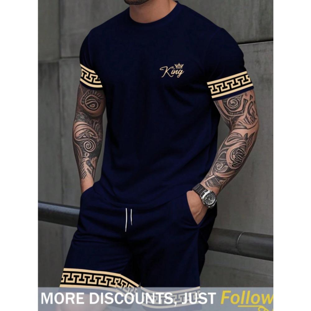 Summer Men's Printed Sports Suit KING Series Fashion Trend Breathable Versatile