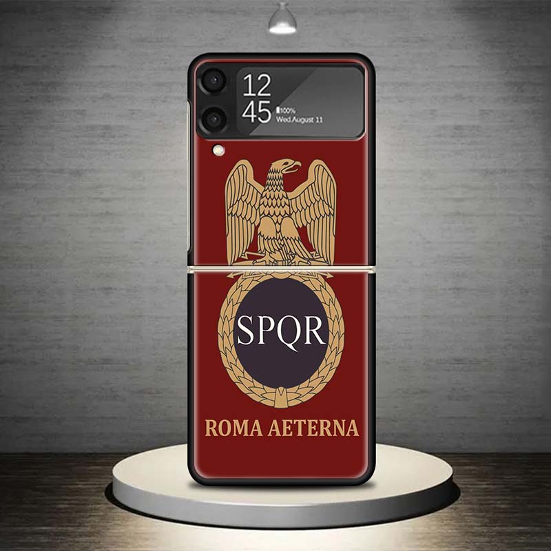 SPQR Roman Imperial Legionv Phone Case For Samsung Galaxy Z Flip 7 6 5 4 3 5G Shockproof Cover Z Flip7 Flip6 ZFlip5 Flip3 Flip4