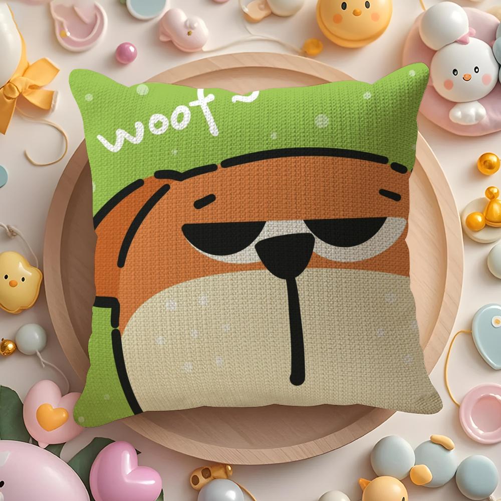 Cute Animals Cushion Cover DoubleSided Printed Organic Linen Pillow Cover Decorative for Sofa Home