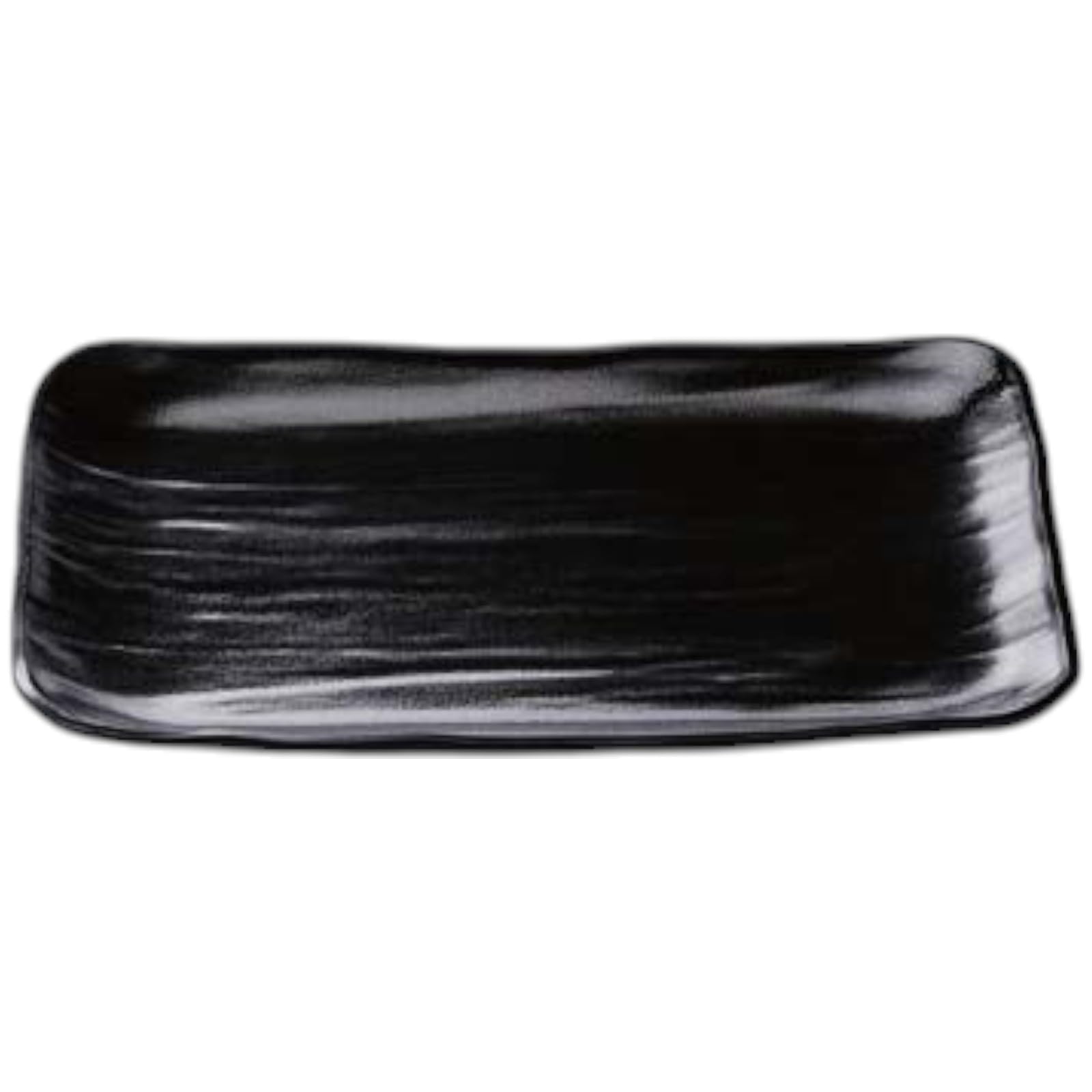 

Premium Nigiri Sushi Long Rectangular Daiho Serving Yuzu Tenmoku Black Made in Japan J-Kitchens Plate, 8-inch Plate, (Black Backing),