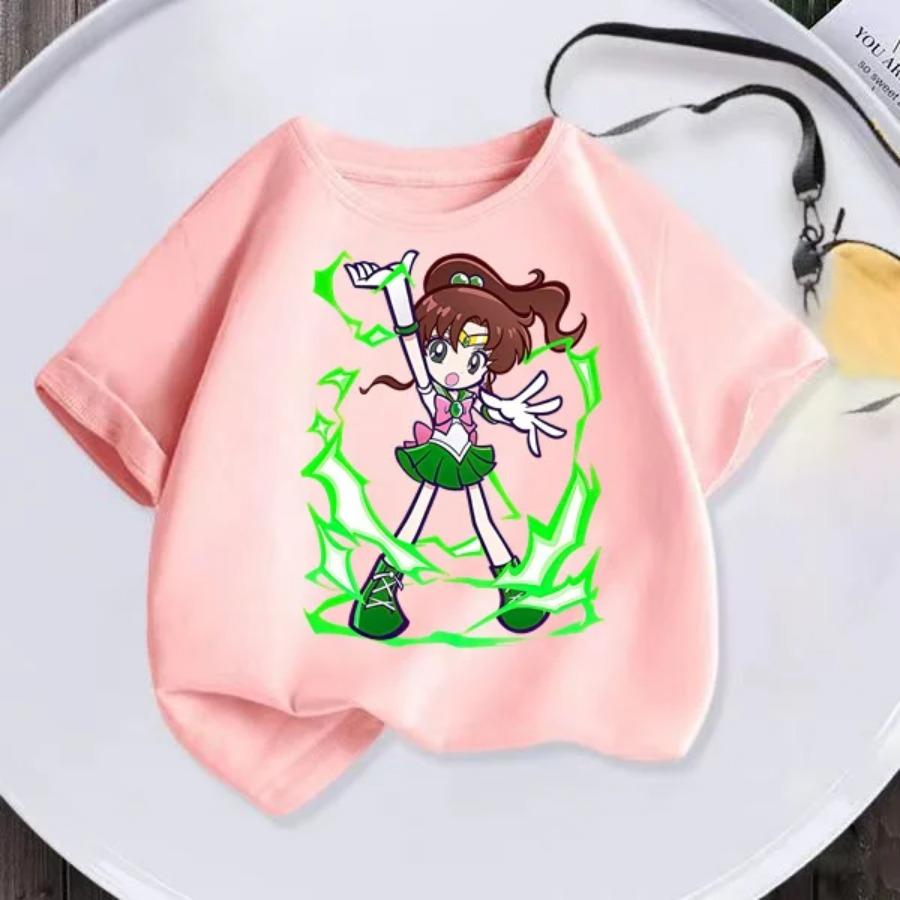 Summer New Kids T-shirt Anime Sailor Moon Girl T-shirt Fashion Cute Girl Anime Harajuku Style Short Sleeve T-shirt Top