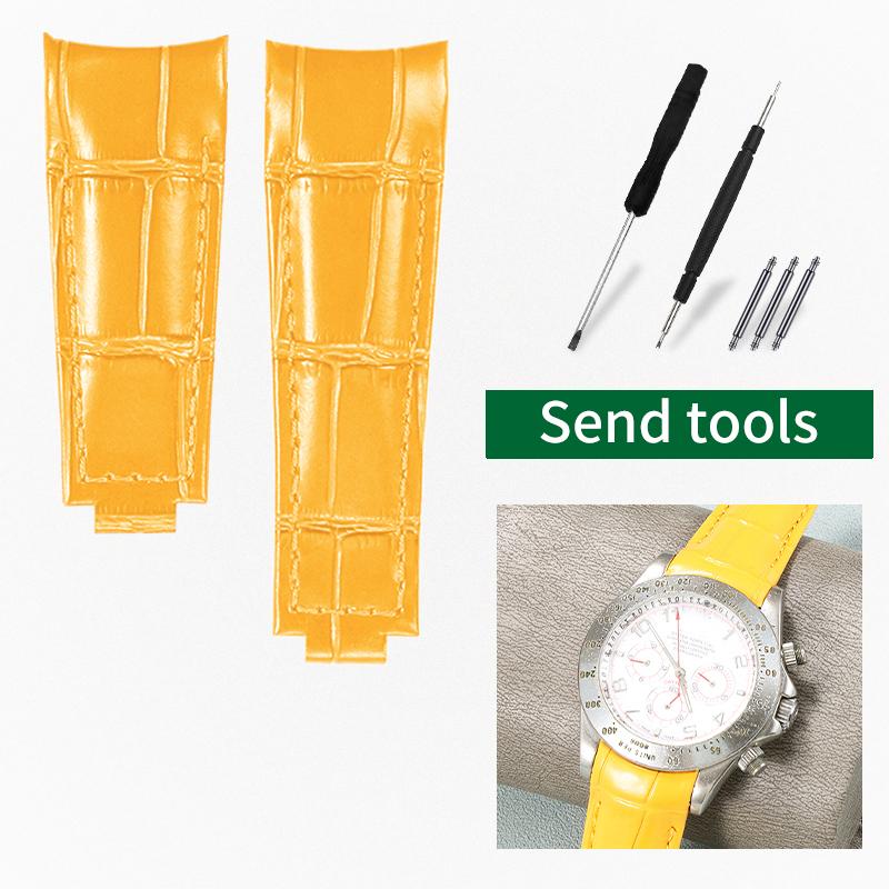 20mm Arc joint watch Strap For Rolex Genuine Leather watchband Submariner Daytona GMT men Original Style cowhide watch bracelet