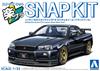 Aoshima Bunka Kyozai Rakupura Snap Kit Nissan R34 Skyline Custom Wheels Scale Plastic Model Kit Co., Ltd. (AOSHIMA) No. 12CU-BP GT-R (Black Pearl)