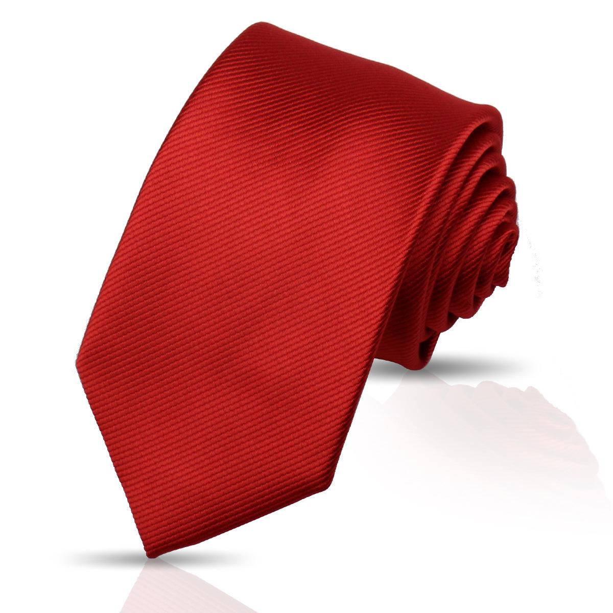Burgundy High-End Solid Striped Silk Polyester Tie for Men - 7.5cm Formal Wedding Hand-Tied Tie