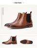 Autumn/Winter 2026 Men's Chelsea Slip-On Leather Boots: Top Grain Cowhide, Low Heel.