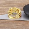 Nidin New Fashion Rainbow Geometric Exquisite Crystal AAA Zircon Ring Women Temperament Declaration Wedding Party Charm Jewelry