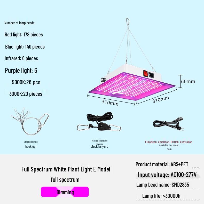 Adjustable E27 LED Plant Growth Light for Indoor Greenhouses and Seedlings