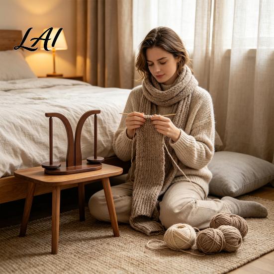 Yarn Ball Spinner Wooden Magnetic Holder Tangle-Free Stand with 1/2 Rotating Spindle Knitting Spinner Crocheting & Accessories Gift for Women Mom
