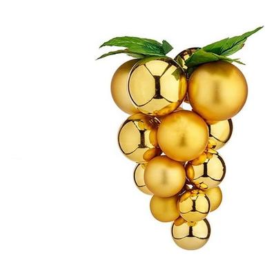 Christmas Ball - Golden Grapes - Plastic - 14 Cm - Festive Decoration