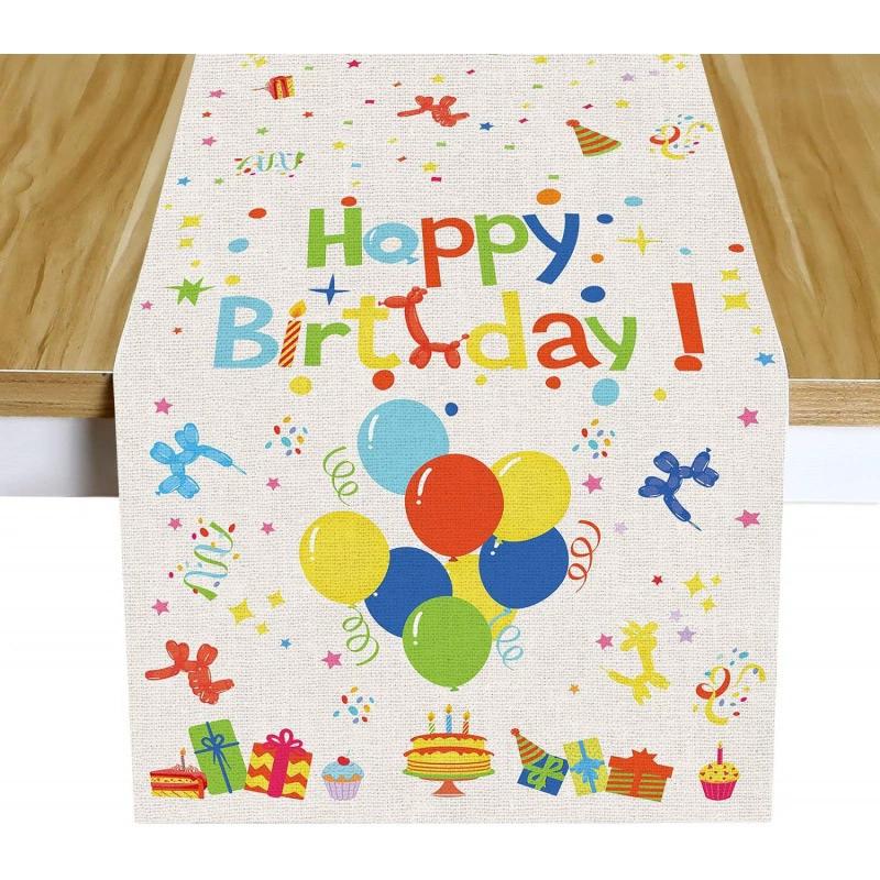 Happy Birthday Table Runners,Colorful Dot Birthday Table Runner Birthday Table Linens for Dining Birthday Party Table Decor