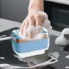 Soap Container Foaming Soap Box With Roller Clothes Scrubbing Solution With Draining Rack For Camping Dormitory Sink Counter