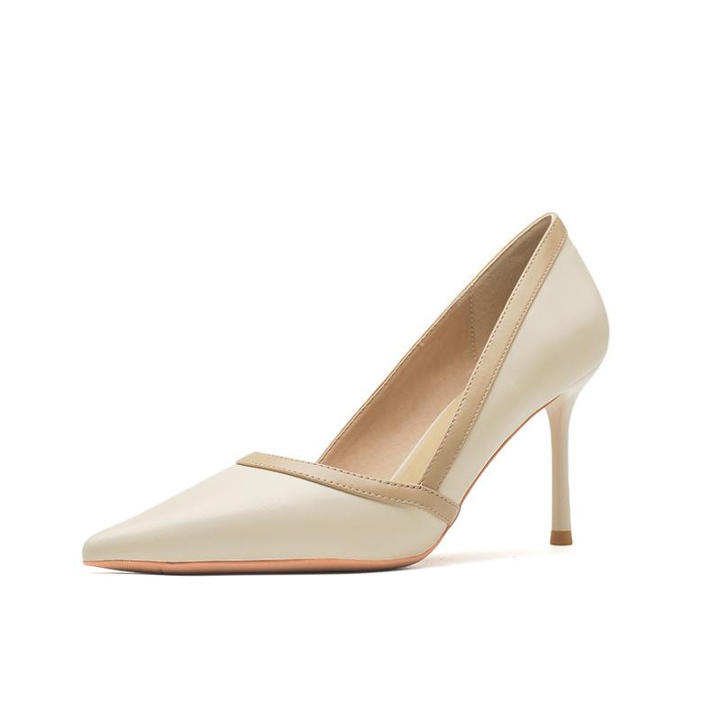 8868 [sheepskin] high heels women's thin heels spring 2025 new pointed head shallow mouth temperament commuter shoes