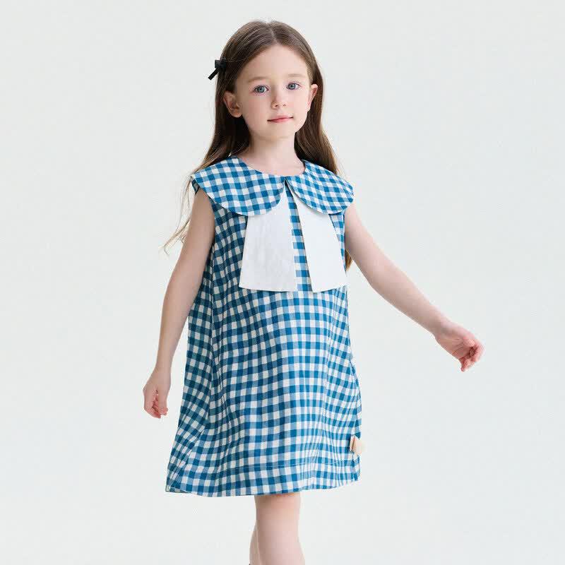 Yunerma Girls  Summer Linen Plaid Sundress 140