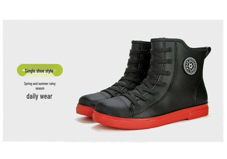 Korean Style Men's Waterproof Non-slip Rain Boots - Short, Thickened Casual Footwear