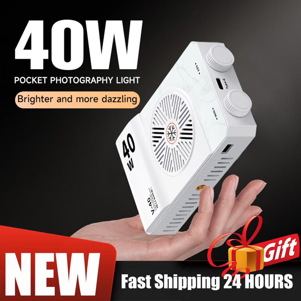 2800-9000K 40W LED Camera Light 4400mAh Rechargeable Video Light Photography Lighting Handle Camera Light Portable LED Lamp