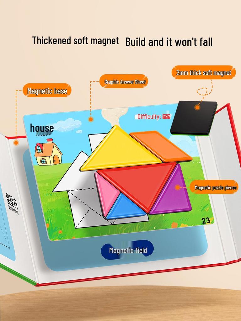 Magnetic Tangram Puzzle for Ages 3-6 - First Grade & Kindergarten Kids' Educational Toy