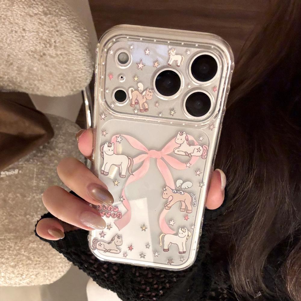 Transparent Rosa Pony Geeignet für Apple 17 Handyhülle Iphone16promax Modische Beliebte Handyhülle