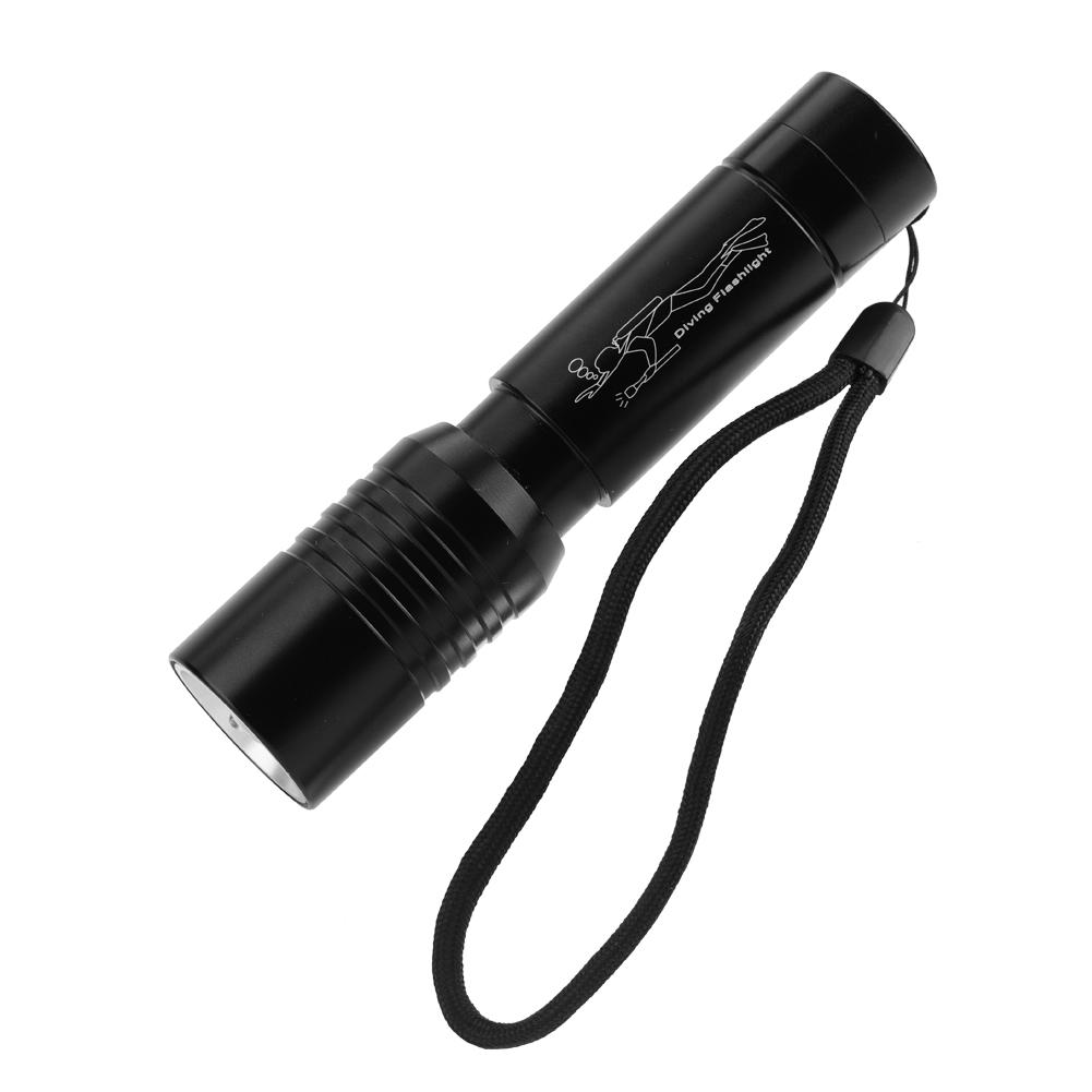 Handheld Zoomable Underwater 1200LM LED Diving Flashlight Waterproof Battery Power
