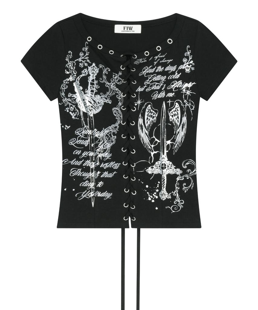 Podeowedeo Eyelet Angel Blade T-Shirt (Black)