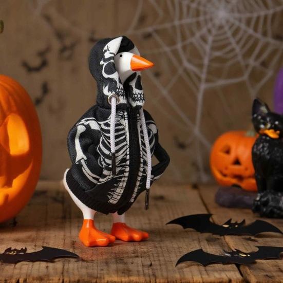 Desk Goose Outfits Mini Goose Hoodies 7-Inch Table Goose Skull Sweatshirts Halloween Seasonal Decoration