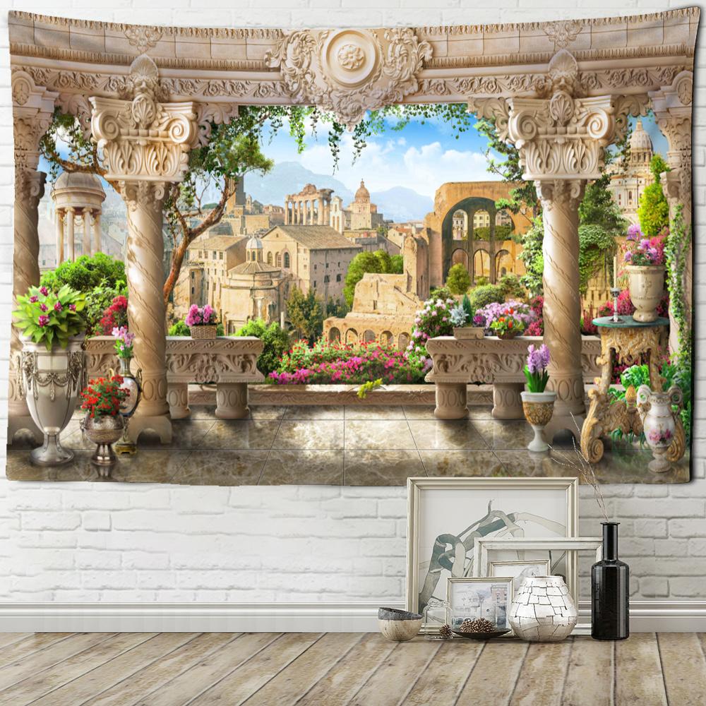 Tapiserie cu peisaj de grădină agățat pe perete natural boem hippie vrăjitorie TAPIZ Decor psihedelic