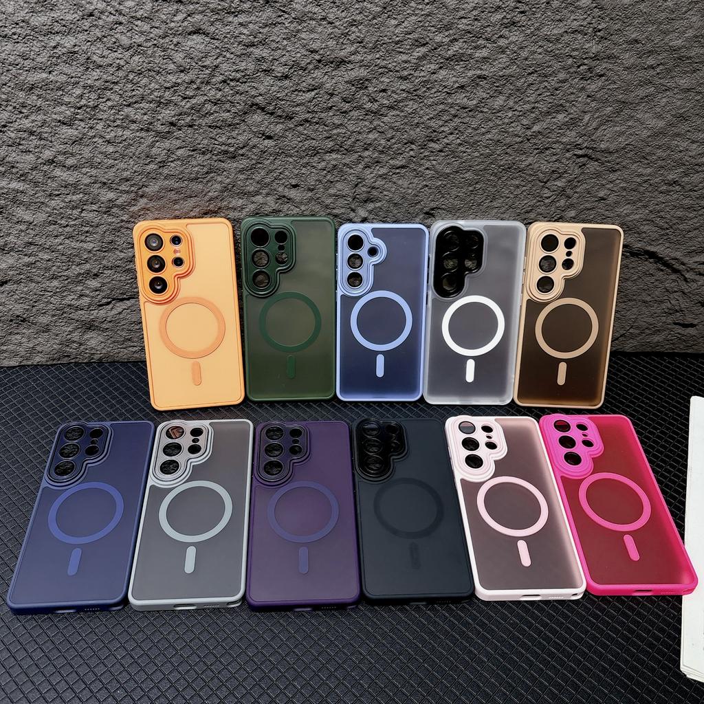 Magnetic Lens Protector Matte Case for Samsung Galaxy S26 S25 S24 S23 Ultra Plus FE Compatible for Wireless Charger Cover
