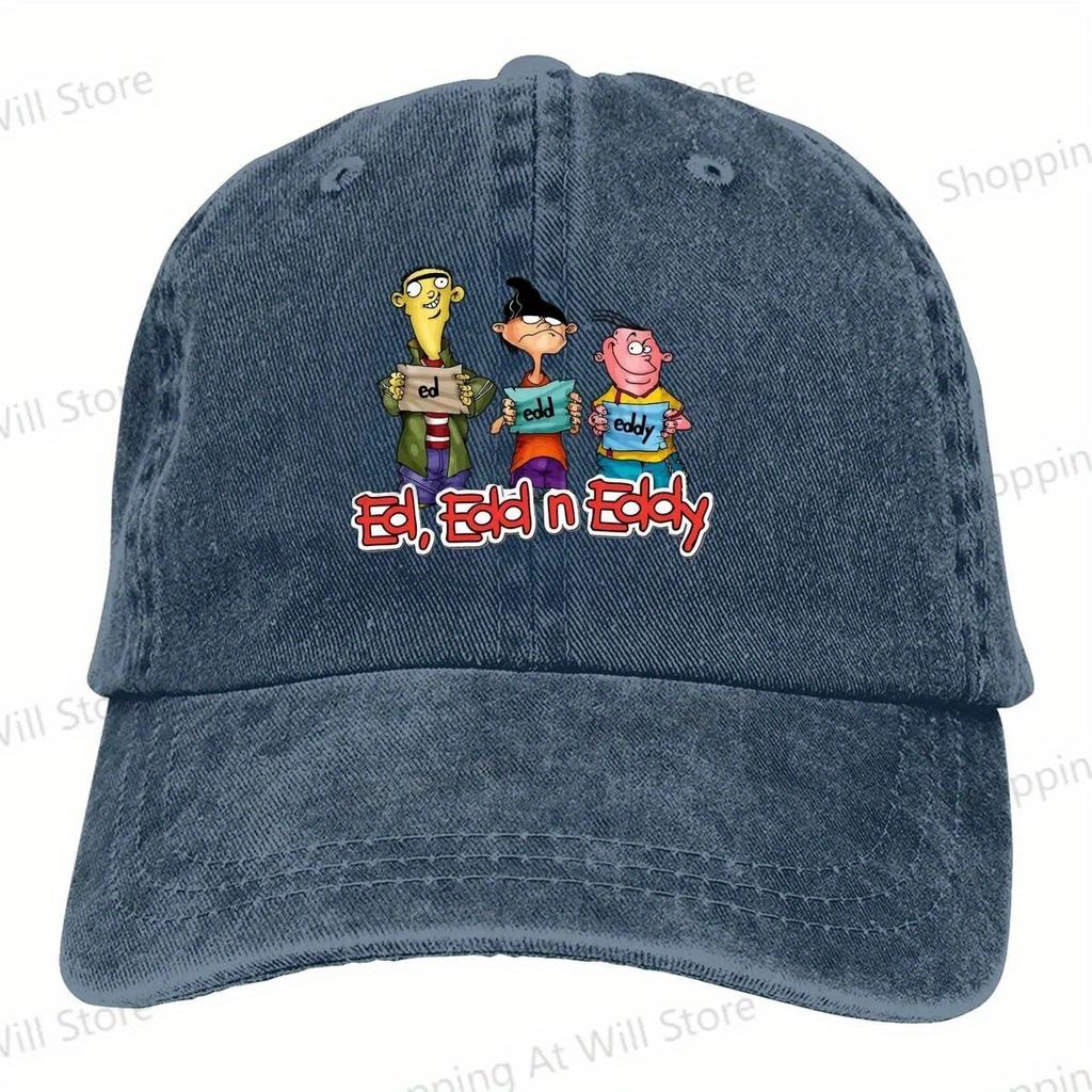 Ed Edd N Eddy Peaked Hat Vintage Animated Series Adjustable Rayon Summer Sun Hat with Colorful Character Design