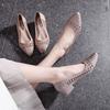 WTEMPO Pointed Toe Spring Summer Large Size Solid Color Single Shoes Women's Low Thick Heel Anti Slip Casual Work Shoes