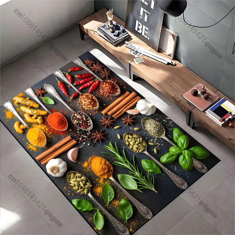 Colorful Assortment of Aromatic Spices Carpet Yoga Living Room Room Decor Children's Crawling Mat Doormat Area Rug