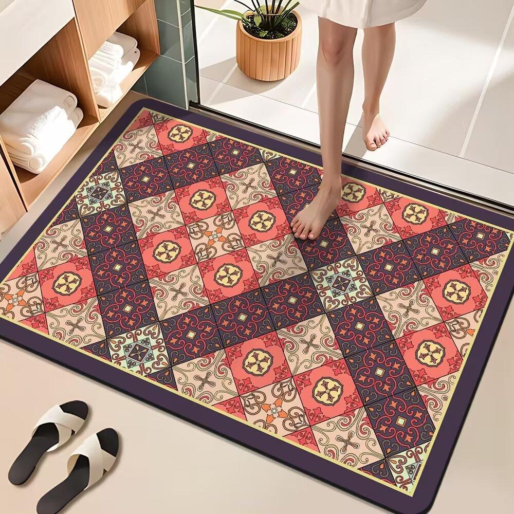 Colorful Brick Carpet Foot Mat Entryway Non-Slip Door Mat Diatomaceous Earth Water Absorbent Quick-Dry Floor Mat