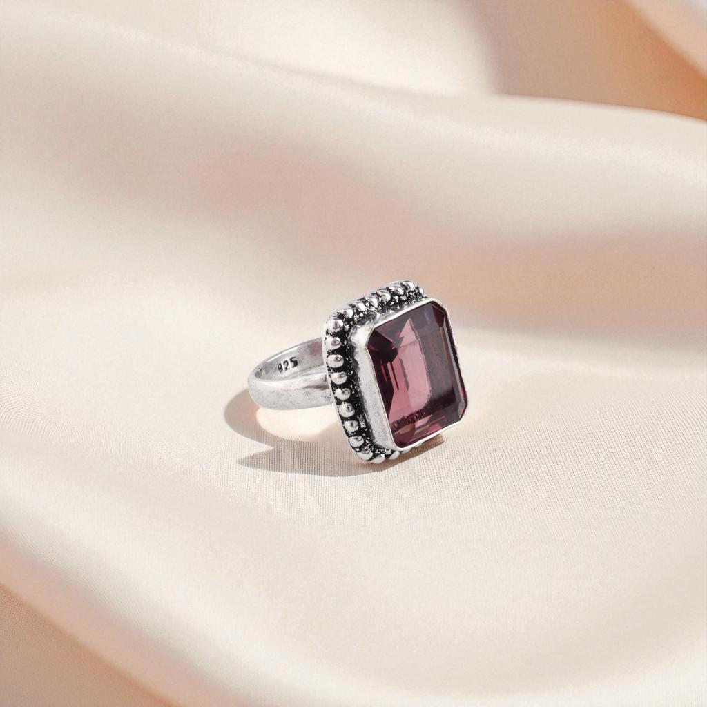 Natural Rhodolite Gemstone 925 Sterling Silver Handcrafted Jewelry Elegant Ring Anniversary Gift For Her RR-74-10