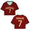Sommer Damen Portugal Stil Print Sport Trikot Rundhals Kurzarm Trikot Cheerleader Crop Top Freizeit T-Shirt