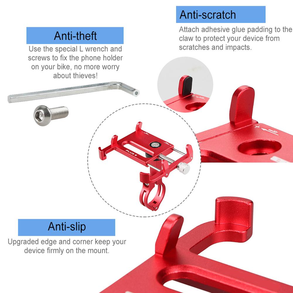 Bicycle Phone Holder 360 Degree Rotating Length Adjustable Aluminum Bike Handlebar Mount Cycle Clip on Phone Clamp