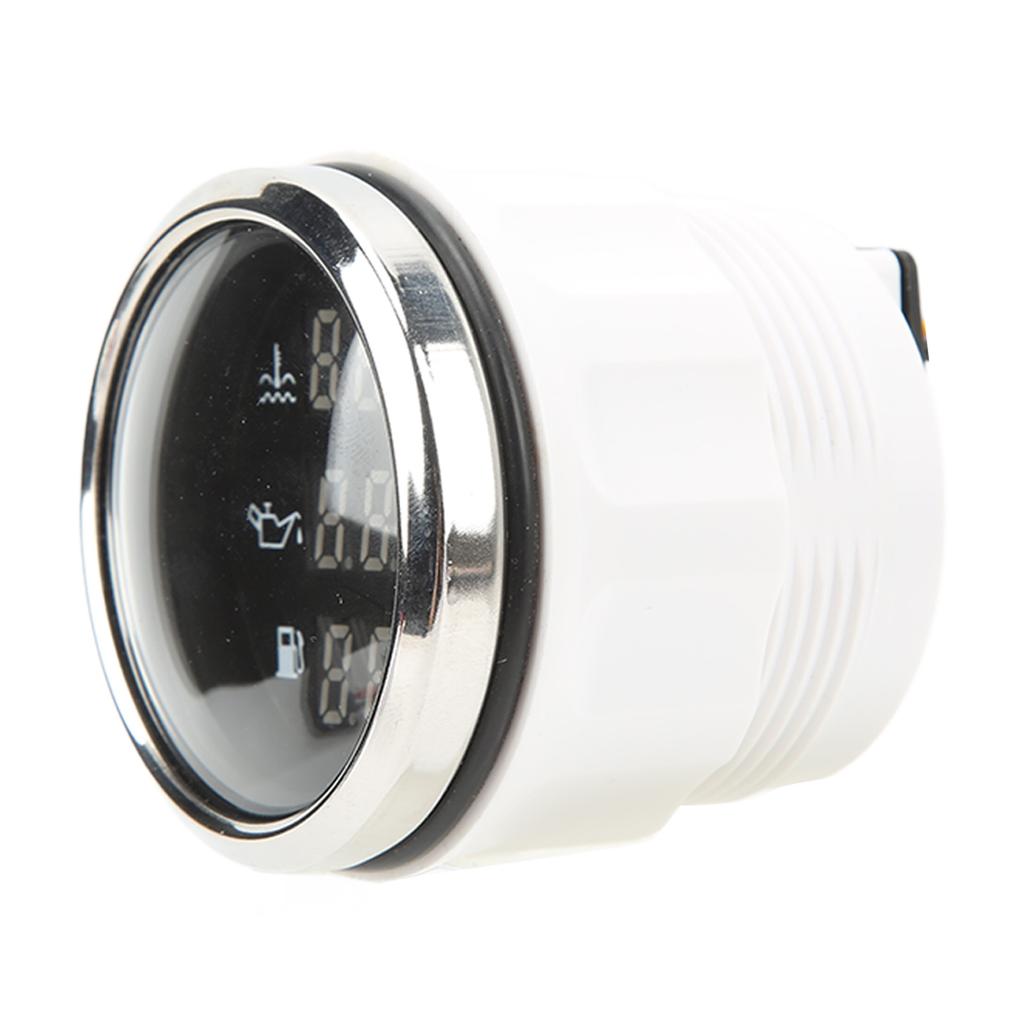 3 In 1 Digital Oil Volume Pressure Water Temperature Gauge 52mm 9‑32V Marine Gauge for RV Ship Boat 
