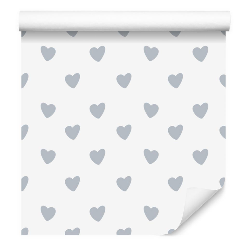Hearts Wallpaper White and Light Gray 50x1000