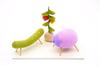 Pastel Obon Decorations: Cow and Horse, Cow (eggplant) and Horse (cucumber), Ground Cherry, and Stand Included. Spirit Horse Design. Rayon Crepe and