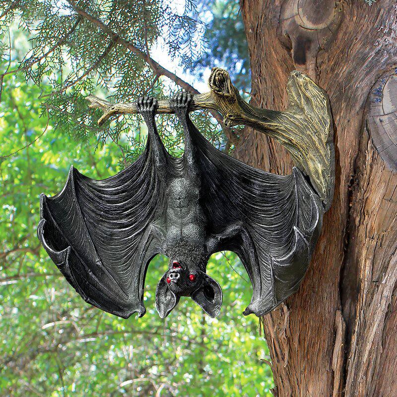 Halloween Bat Horror Tree Trunk Ornament Courtyard Simulation Bat Evil Ornament Horror Halloween Atmosphere
