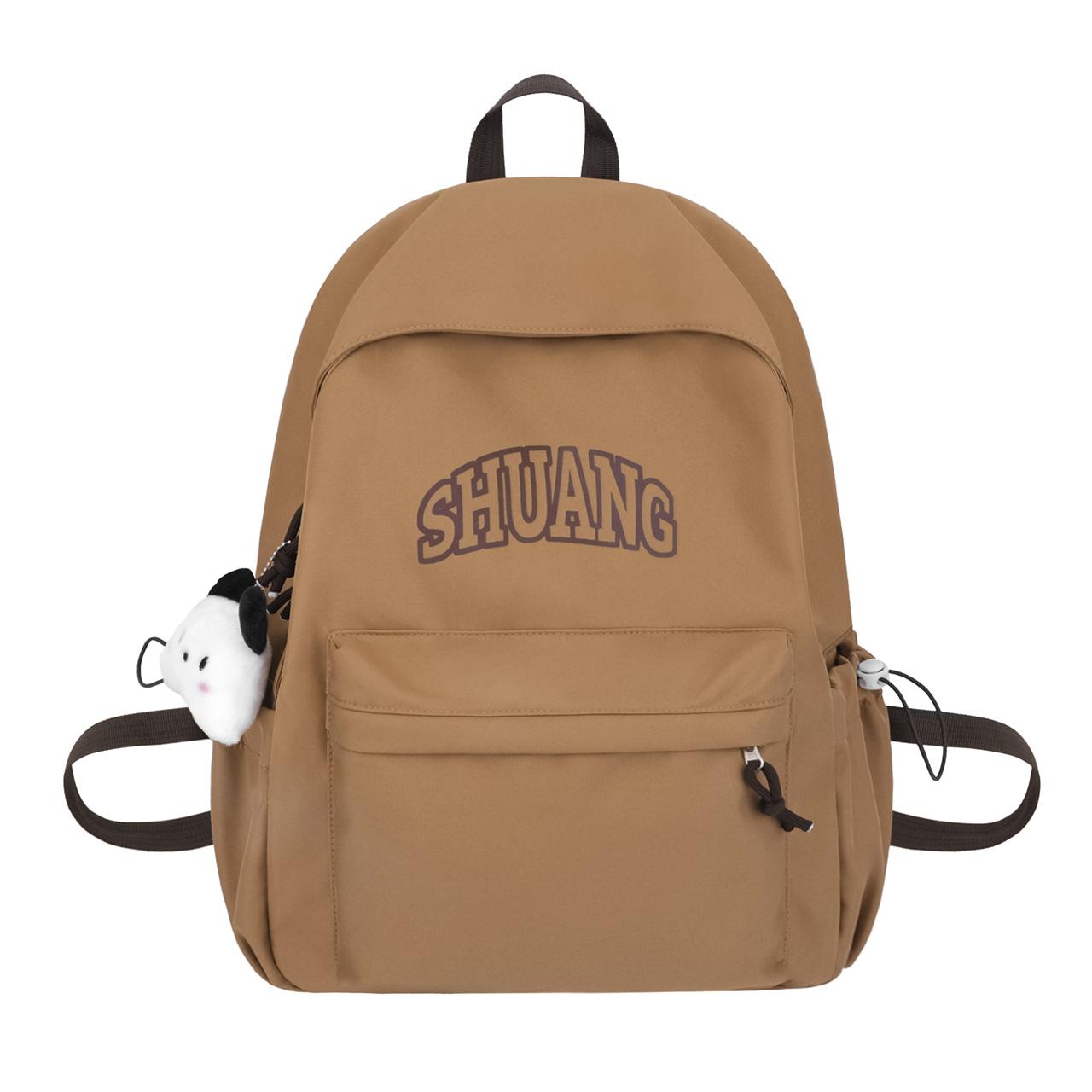 

School bag ins niche junior high school students Korean college style 2025 new versatile backpack light travel backpack single bag [without pendant] коричневый