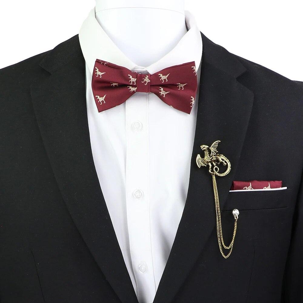 Набір краваток-метеликів, візерунок із зображенням черепа-дракона, чоловіки, платок із метеликами, брошка з китицями, весілля, вечірка на Хелловін,