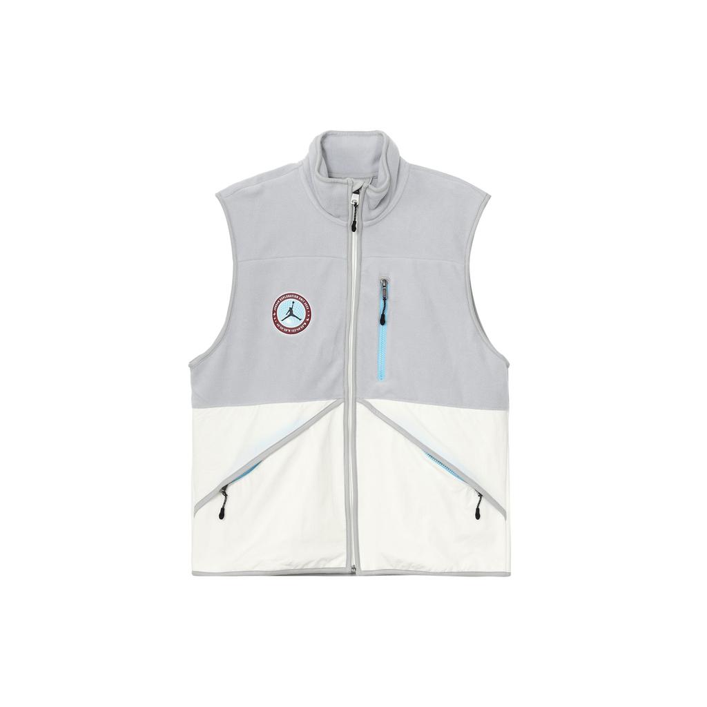 Jordan Patchwork Design Brand Logo Patch Stand Collar Vest Men Tops Light-Blue FB1907-133