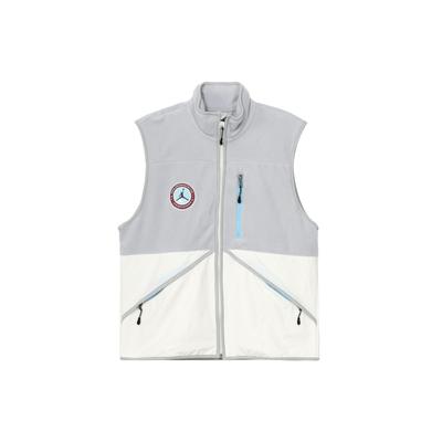Patchwork Design Brand Logo Patch Stand Collar Vest Men Tops Light-Blue FB1907-133