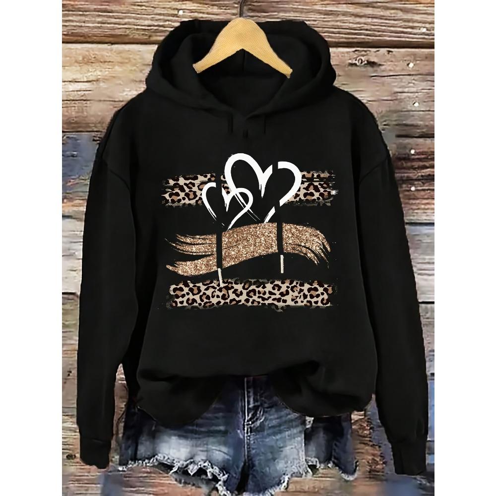 Women's Long-Sleeved Hooded Sweatshirt Loose Casual Printed Autumn Winter Fashion