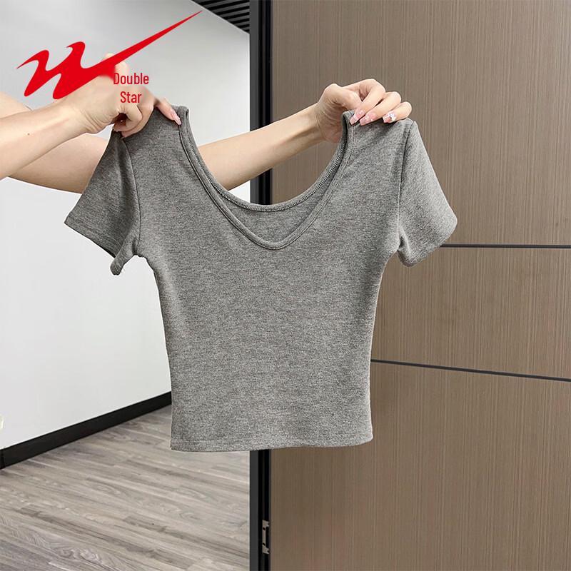 Women s V-neck Cropped Slim Fit T-shirt L