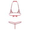 Womens Sheer Micro Bikini Set Halter Bra Top-G string Thong Swimsuit
