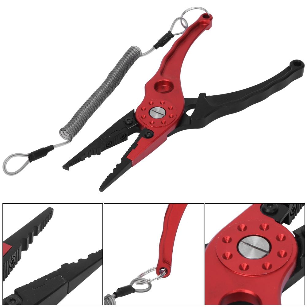 Stainless Steel Red Black Lightweight Convenient Fishing Plier Scissors Fish Grip Tackle Tool
