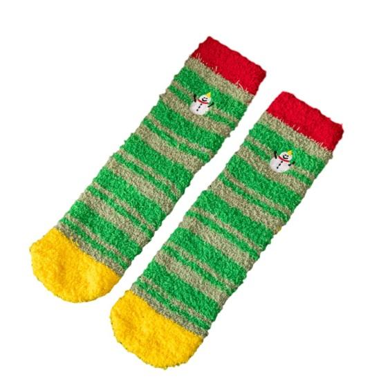 Christmas Fuzzy Socks Women Warm Fluffy Crew Socks Colorful Winter Slipper Socks for Home Lounging Sleeping Holiday Gift