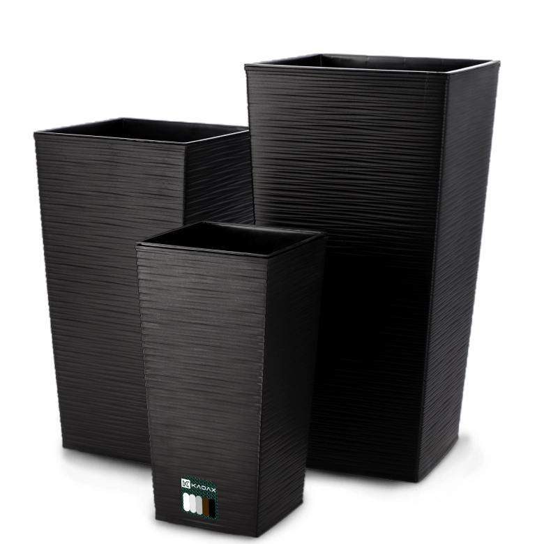 KADAX Set of 3 Flowerpots Flowerpots Inserts Garden Flowerpots Tall Graphite 57cm