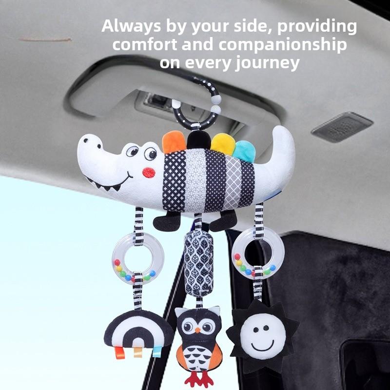0-3 Years Old Baby Carriage Hanging Black and White Animal Wind Chimes Baby Carriage Hanging Plush Toys