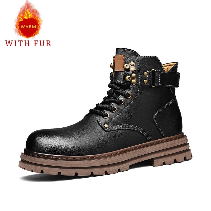 Fashion Autumn and winter men's boots New Fashion Designer Style Street walking outdoor motorcycle Daily office Genuine leather shoes